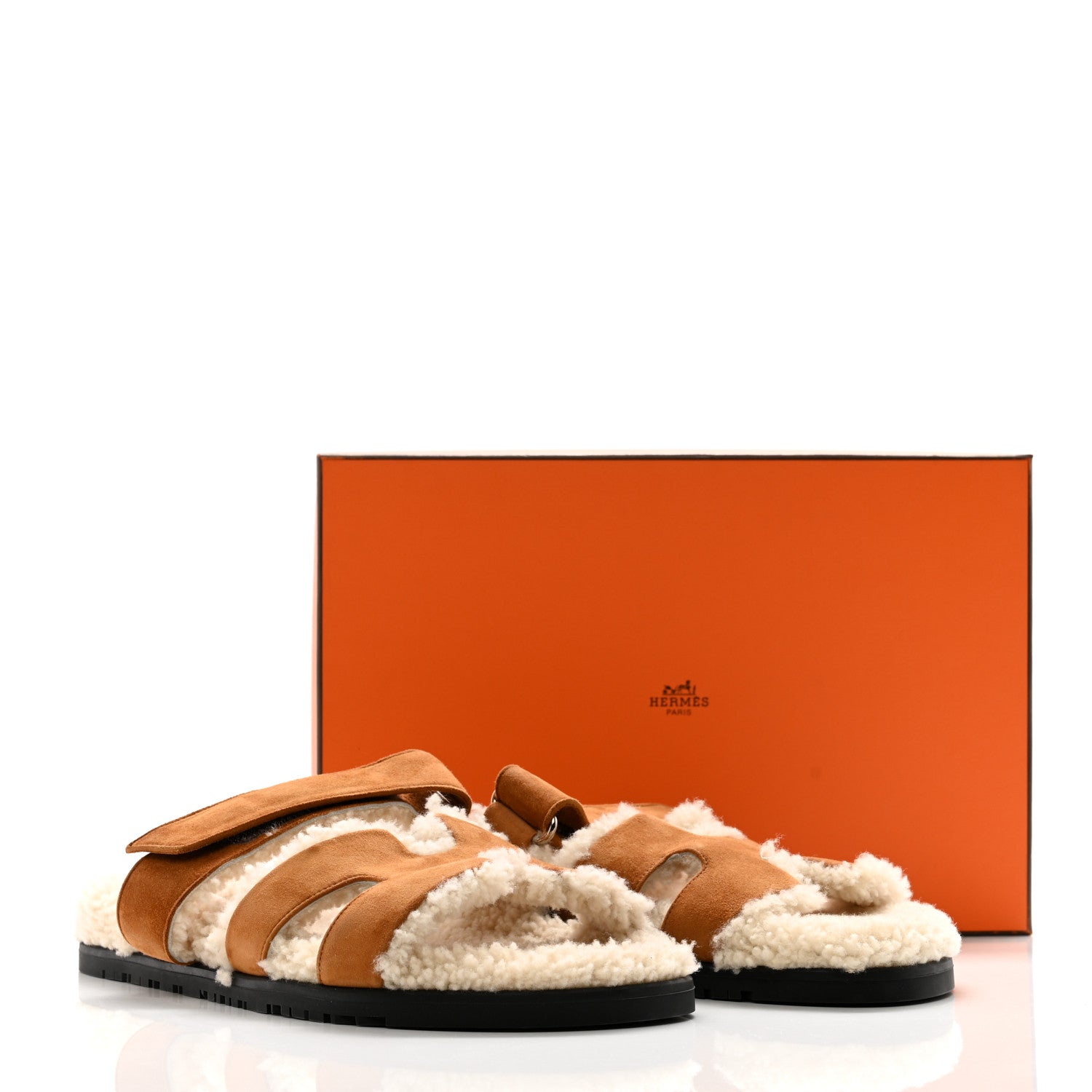 Hermes Suede Goatskin Woolskin Womens Chypre Sandals 41 Naturel Ecru 8 of 8