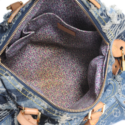 Louis Vuitton Denim Patchwork Speedy 30 Blue 6 of 8