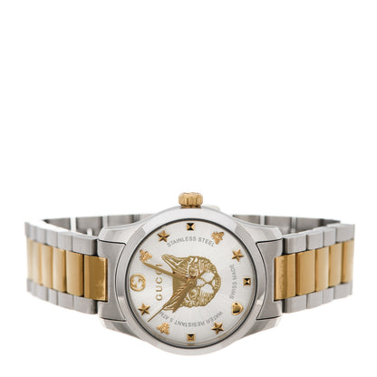 Gucci Stainless Steel 27mm G-Timeless Two Tone Cat Quartz Watch 2 of 6