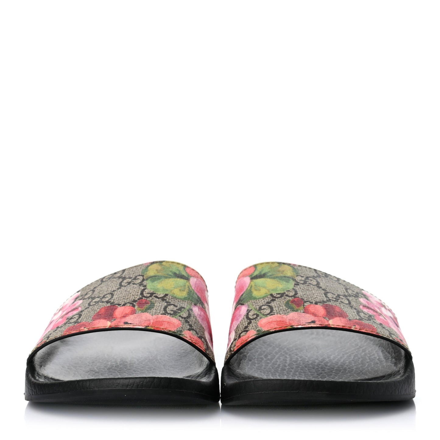 GG Supreme Monogram Blooms Slide Sandals 38 Beige Multicolor