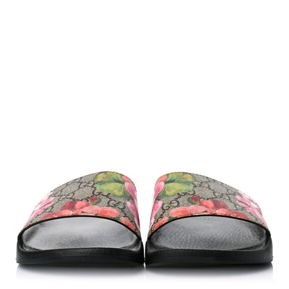 Gucci GG Supreme Monogram Blooms Slide Sandals 38 Beige Multicolor 2 of 7