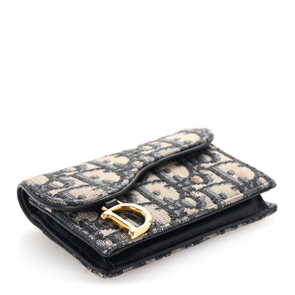 Christian Dior Oblique Saddle Card Holder Blue 4 of 7