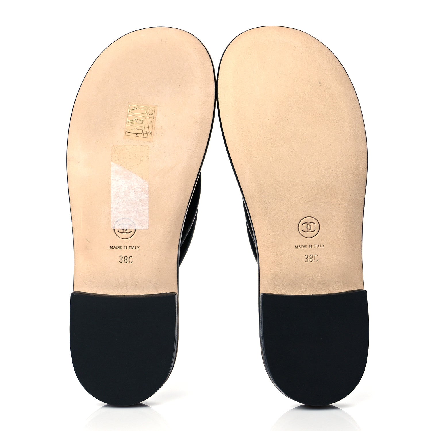 Chanel Lambskin Fabric CC Thong Sandals 38 Black Dark Navy 5 of 8