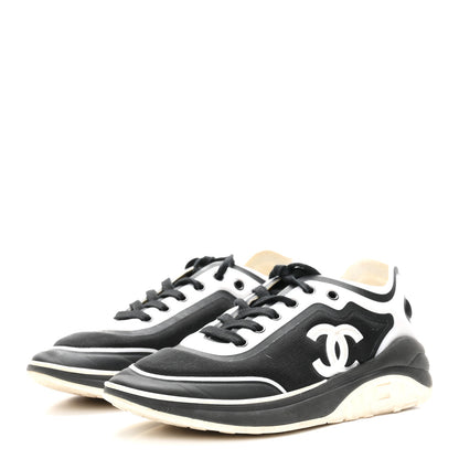 Chanel Lycra CC Sneakers 38.5 Black White 4 of 9