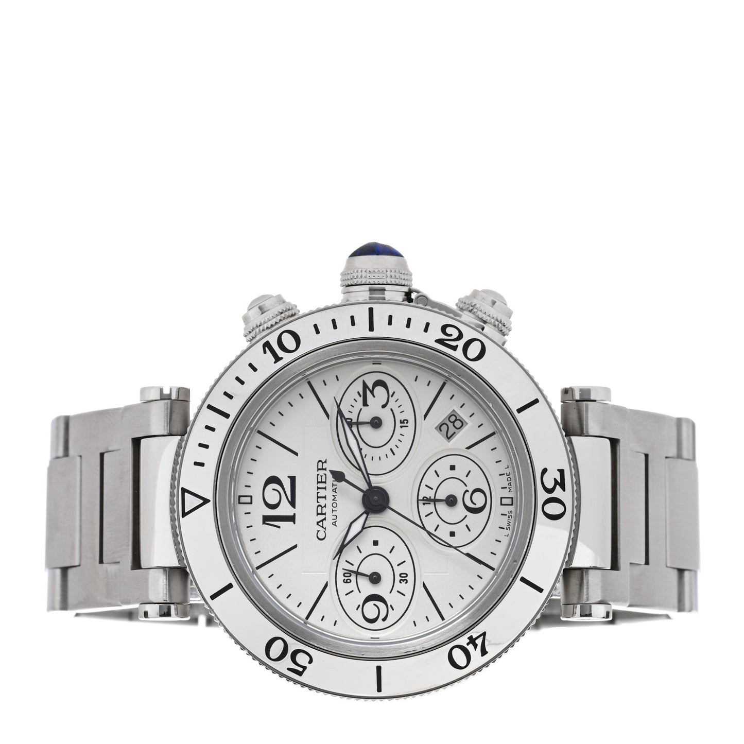 Stainless Steel 42mm Pasha Seatimer Date Chronograph Automatic Watch