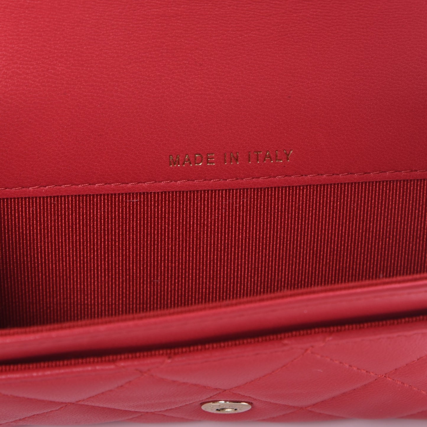 Lambskin Quilted Card Holder Light Red