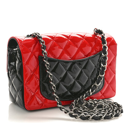 Chanel Patent Calfskin Quilted Bi-Color Mini Rectangular Flap Black Red 3 of 9