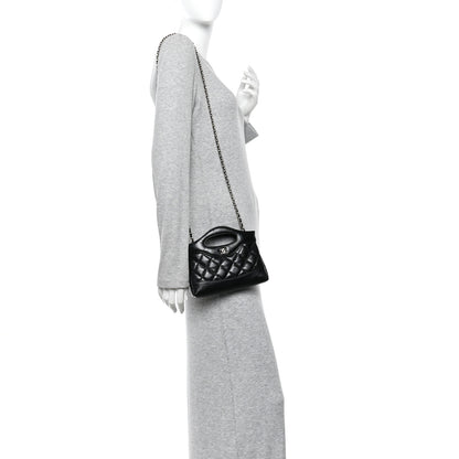 Chanel Shiny Crumpled Calfskin Quilted Nano 31 Shopping Bag Black 2 of 11