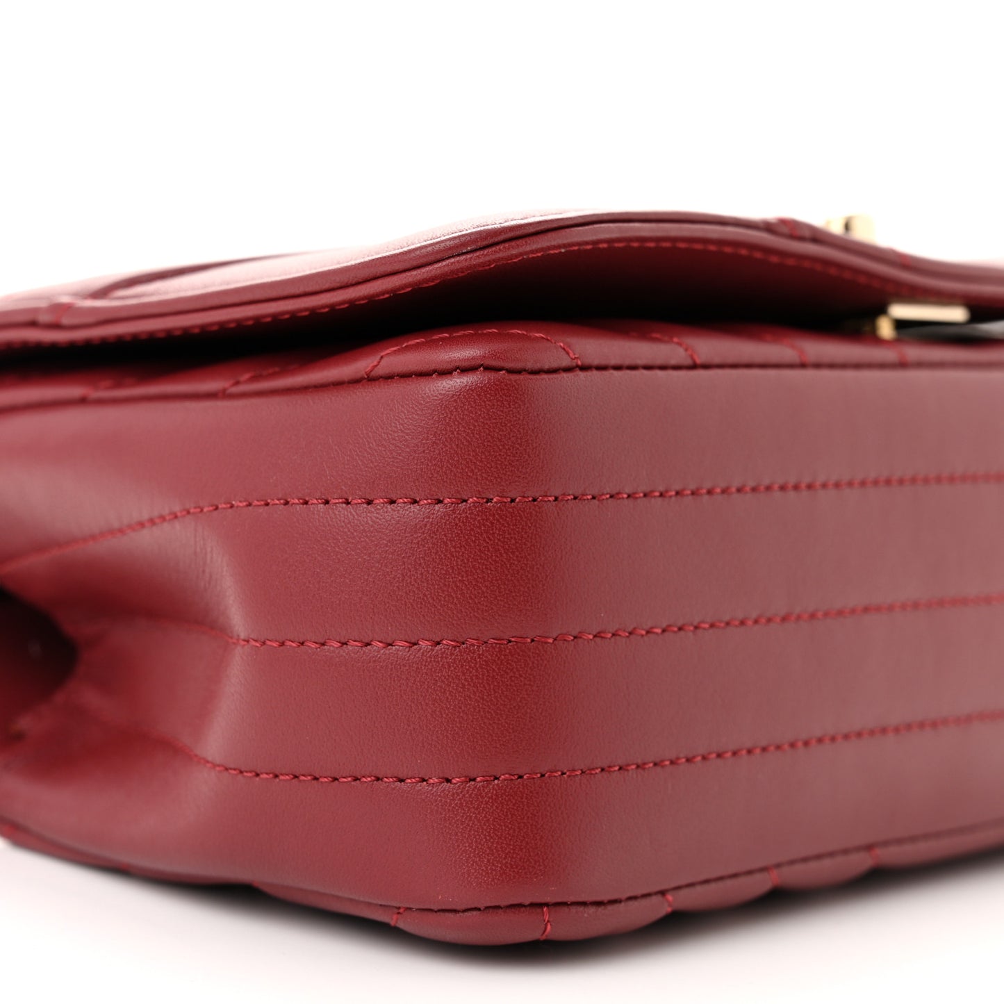 Calfskin Chevron Quilted Mini Statement Flap Red