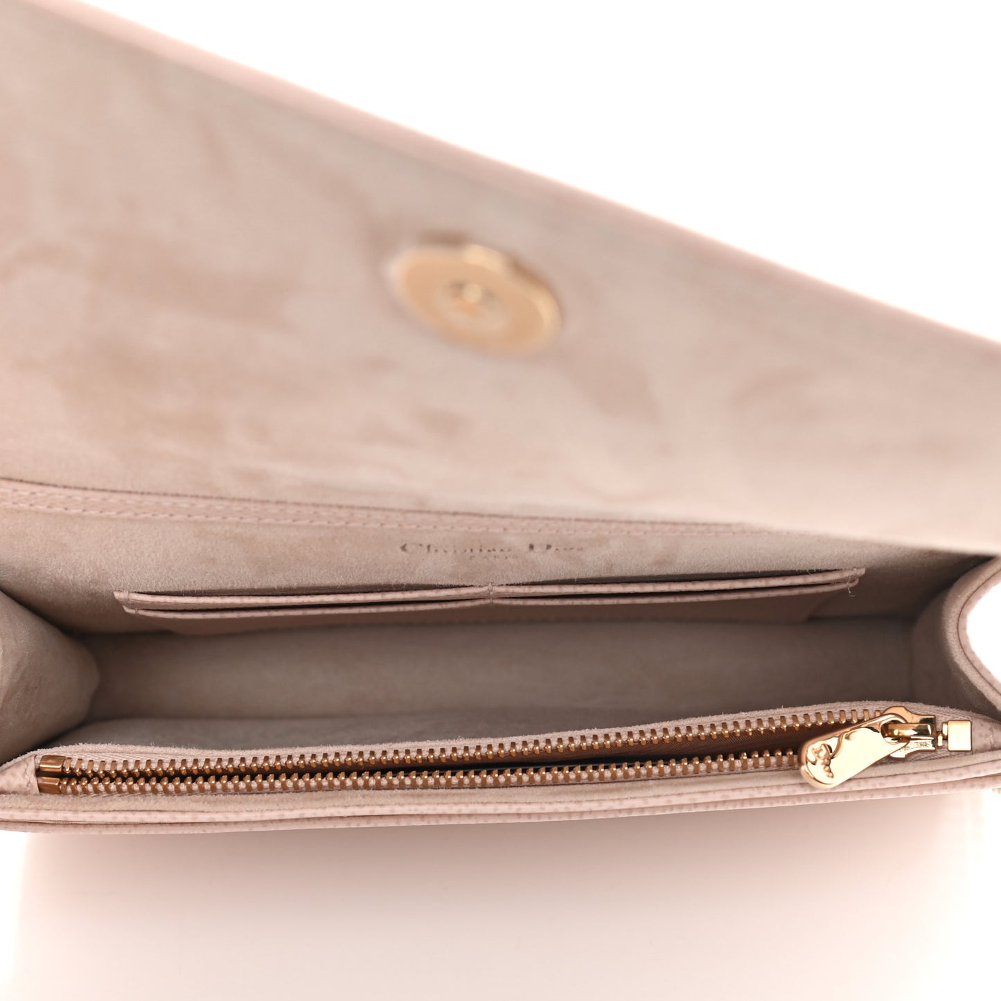 Grained Calfskin Diorama Wallet on Chain Pouch Nude