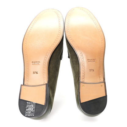 Gucci Corduroy Womens 1953 Horsebit Loafers 37.5 Sweet Military 6 of 9