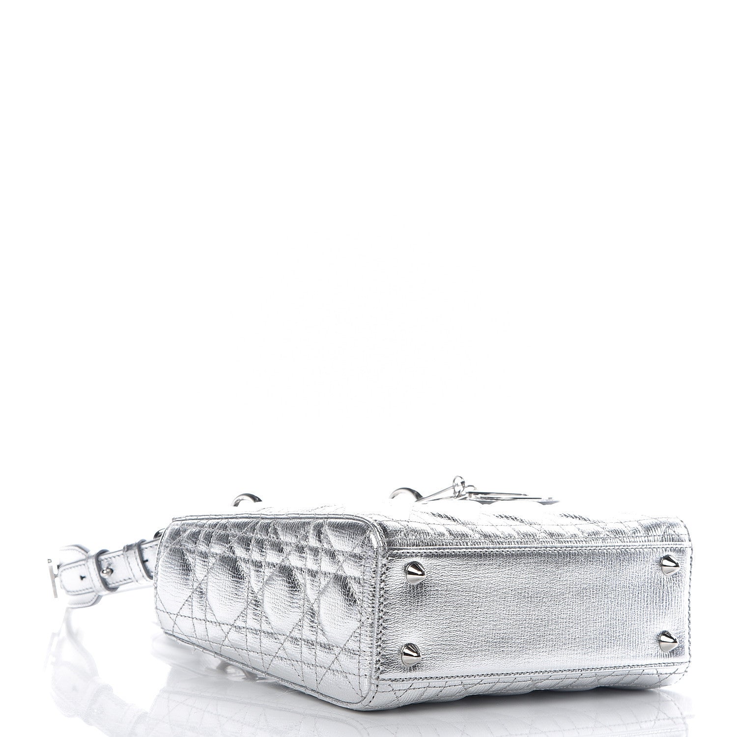 Christian Dior Metallic Grained Calfskin Cannage Small Lucky Badges My Lady Dior Silver 4 of 10
