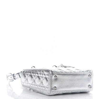 Christian Dior Metallic Grained Calfskin Cannage Small Lucky Badges My Lady Dior Silver 4 of 10