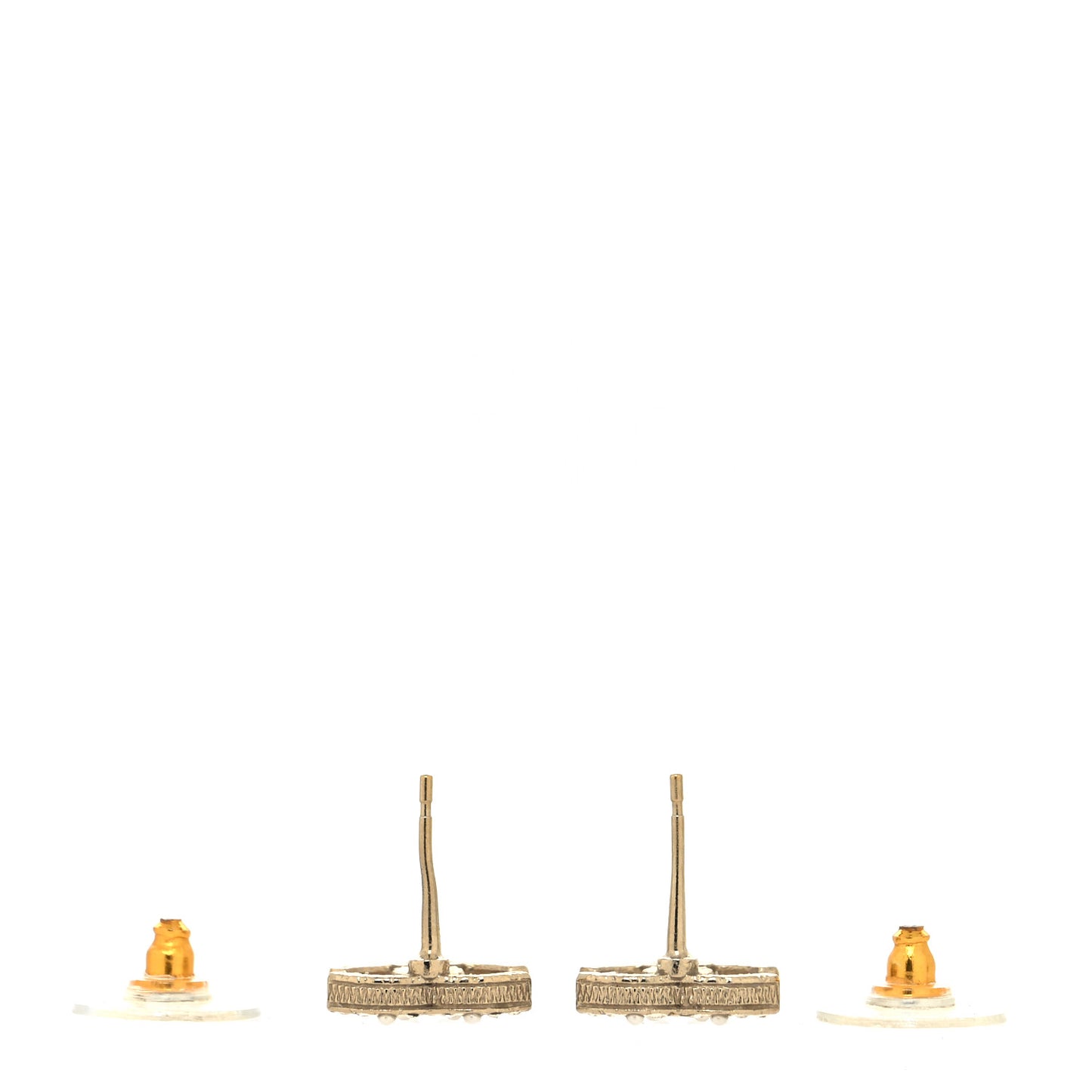 Pearl Crystal CC Charms Stud Earrings Light Gold