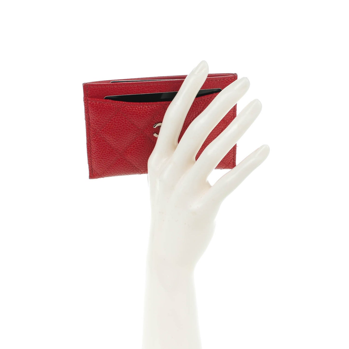Caviar Quilted Card Holder Red