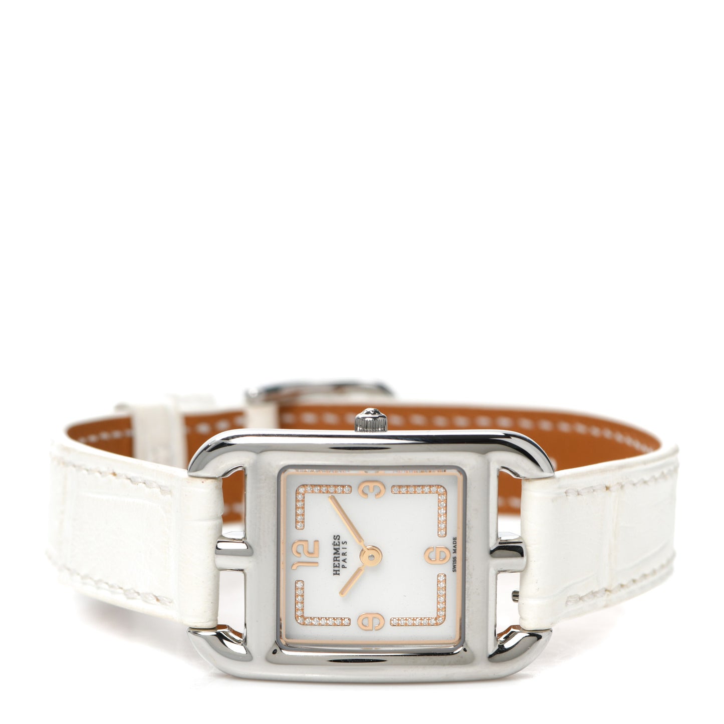 Stainless Steel Alligator Diamond 23mm Cape Cod Quartz Watch Blanc