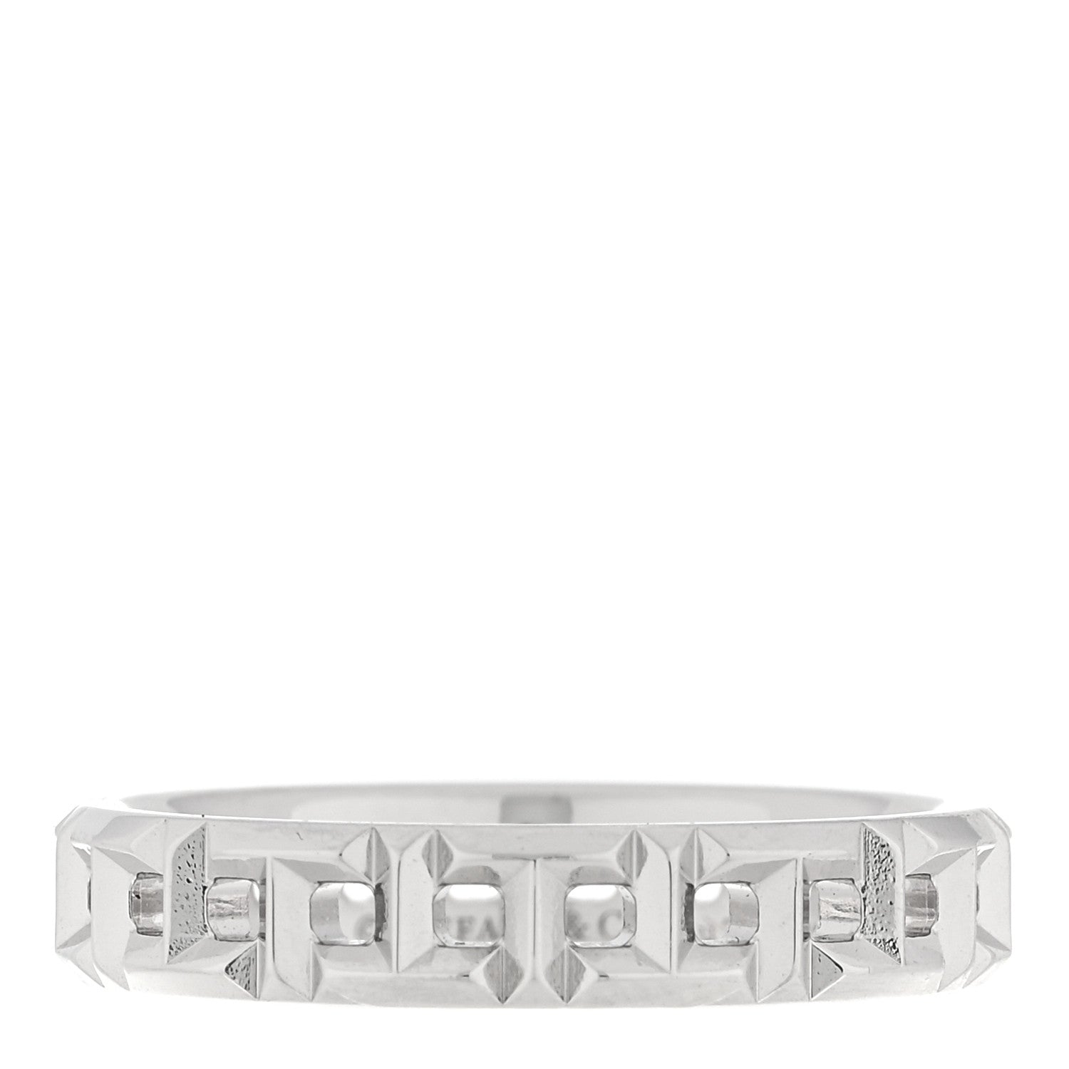 Tiffany 18K White Gold T True Narrow Band Ring 48 4.5 1 of 5