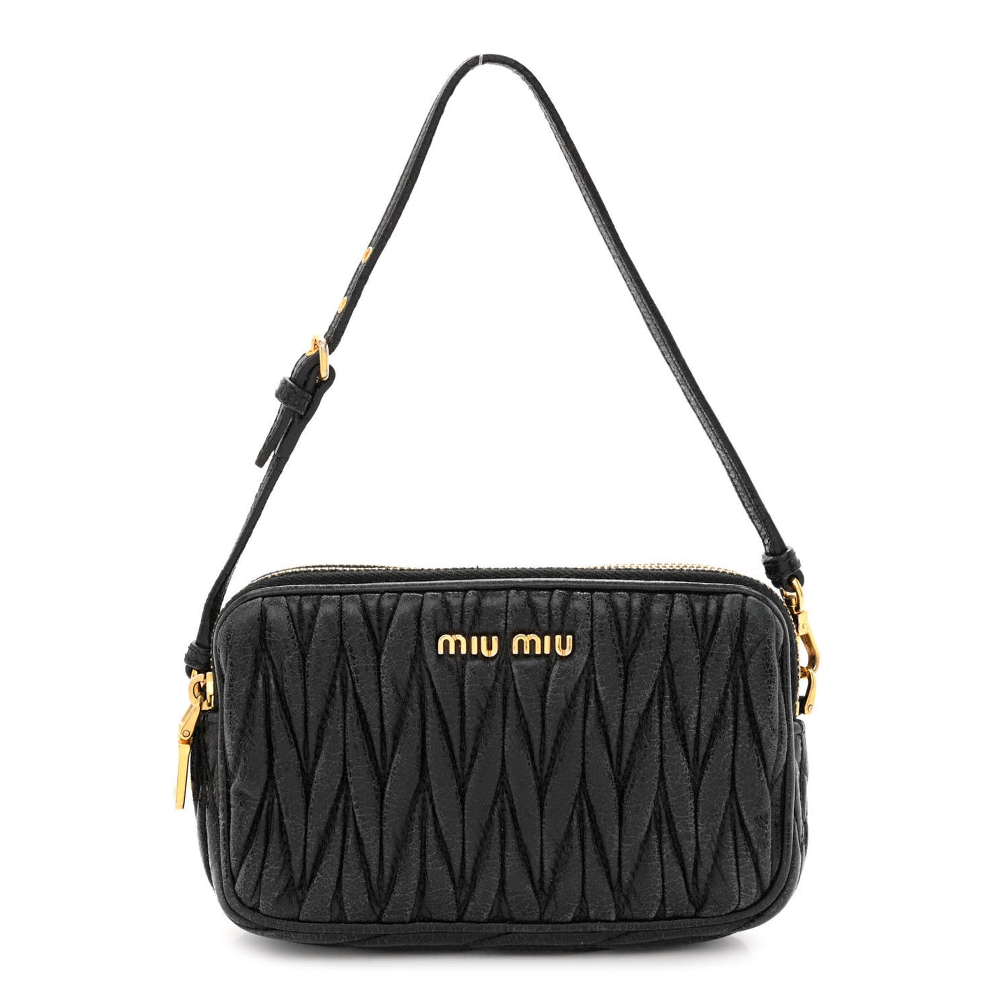 Nappa Matelasse Double Zip Pochette Clutch Black