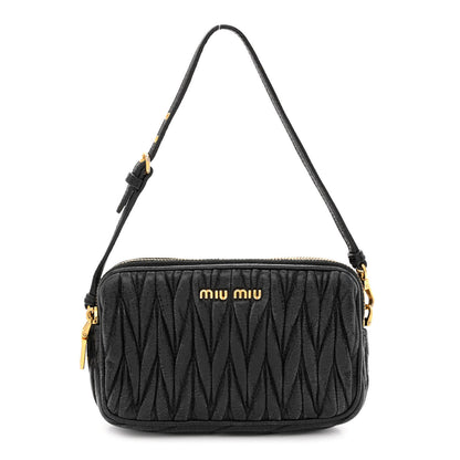 Miu Miu Nappa Matelasse Double Zip Pochette Clutch Black 1 of 12