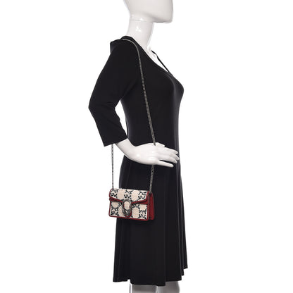 Gucci Tweed GG Monogram Super Mini Dionysus Shoulder Bag White Black Romantic Cherry 2 of 10