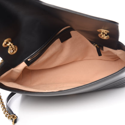 Gucci Calfskin Matelasse Large GG Marmont Shoulder Bag Black 5 of 14