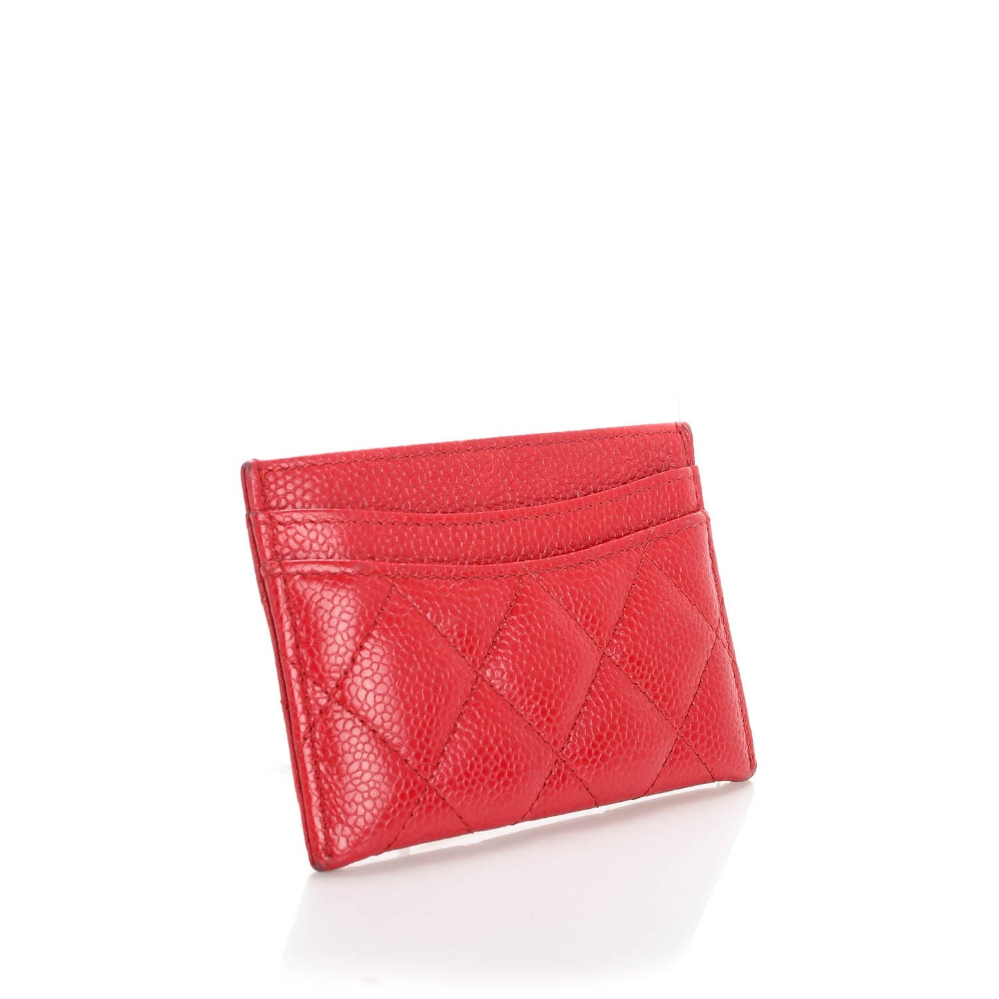 Caviar Quilted Card Holder Red