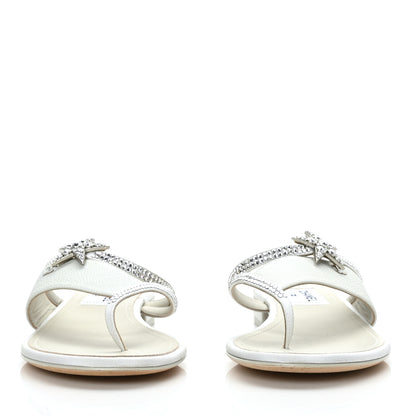 Chanel Grained Calfskin Strass CC Thong Sandals 37 Light Gray 2 of 8