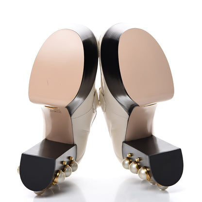 Gucci Malaga Kid Pearl Studded Vegas Platform Loafers 38.5 Mystic White 5 of 8