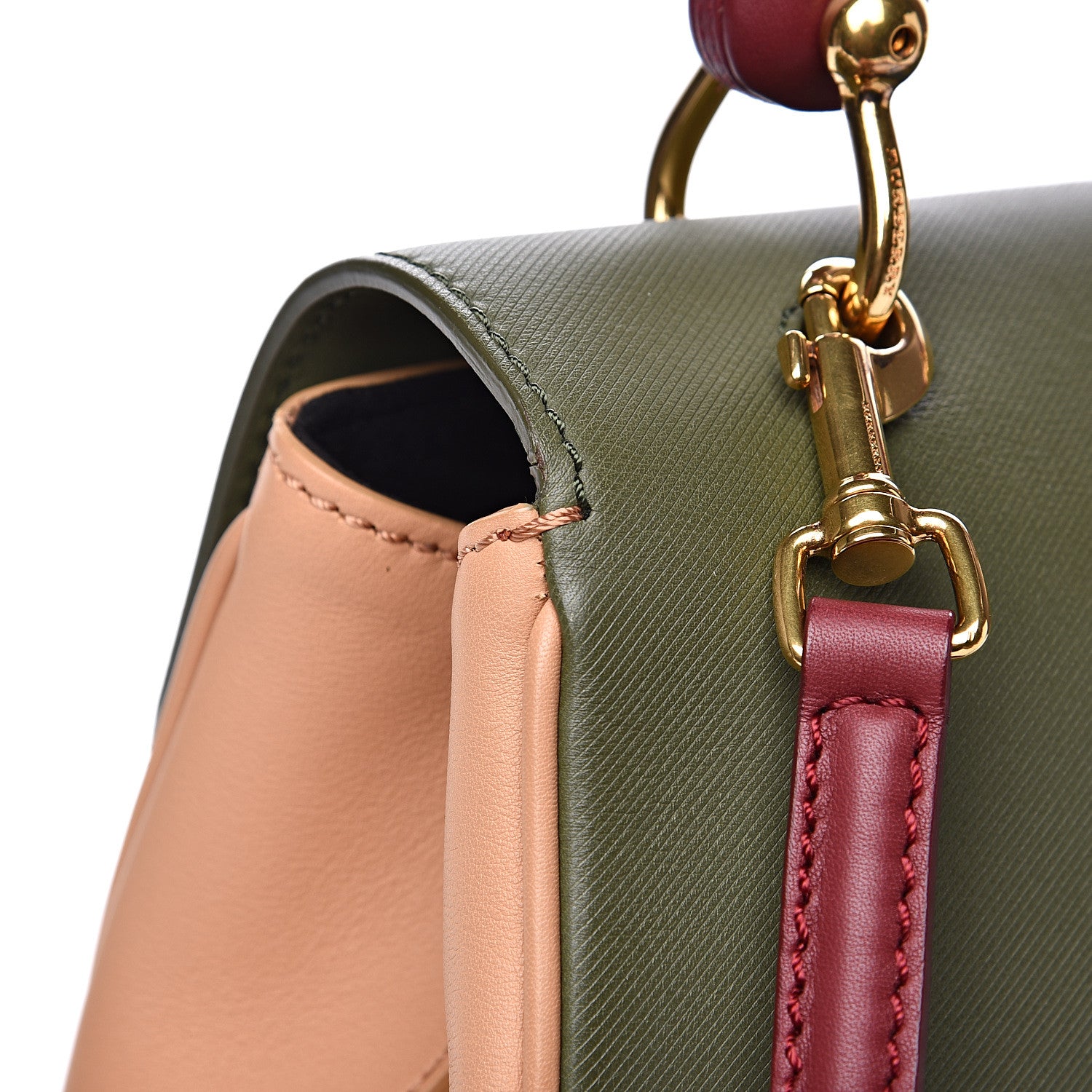 Burberry Trench Calfskin Medium DK88 Top Handle Bag Pale Clementine Moss Green 14 of 15