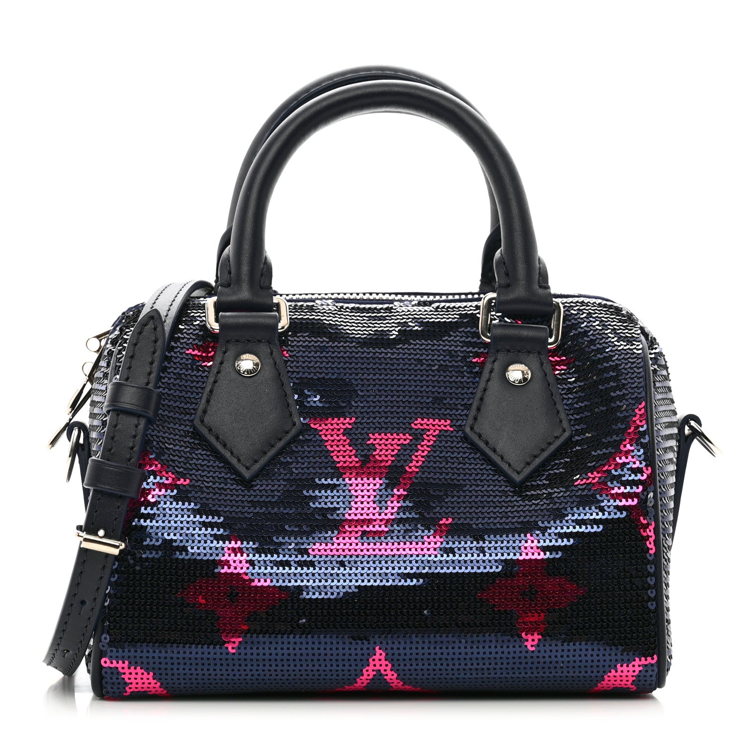 Louis Vuitton Giant Monogram Sequins Speedy Bandouliere 18 Navy Fuchsia 1 of 9