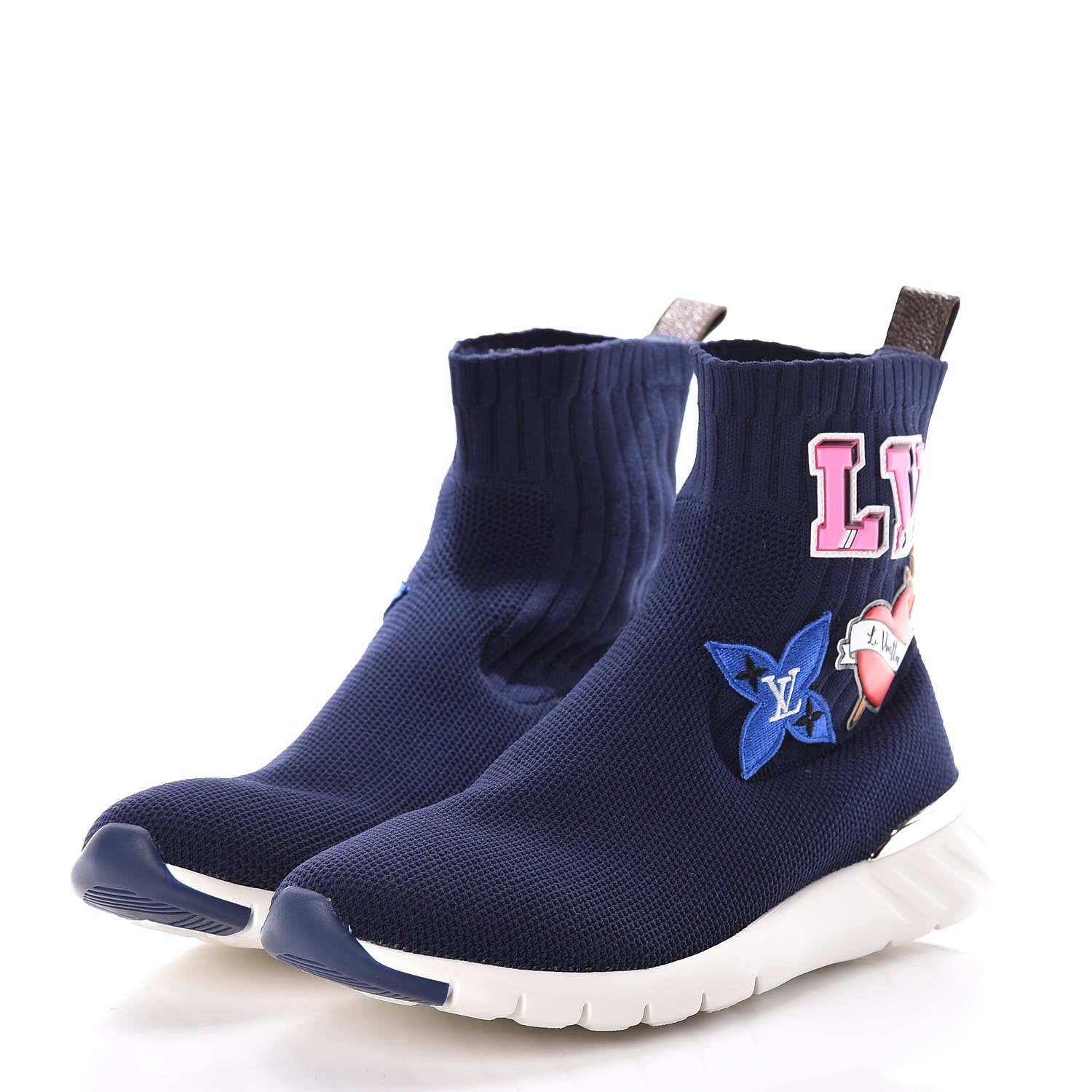 Louis Vuitton Stretch Fabric LV Black Heart Sock Sneaker 39.5 Marine 3 of 9
