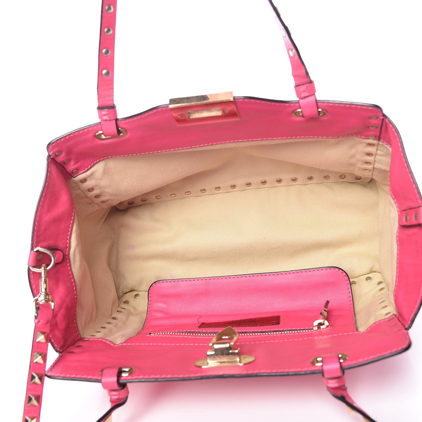 Vitello Small Rockstud Tote Pop Fuxia