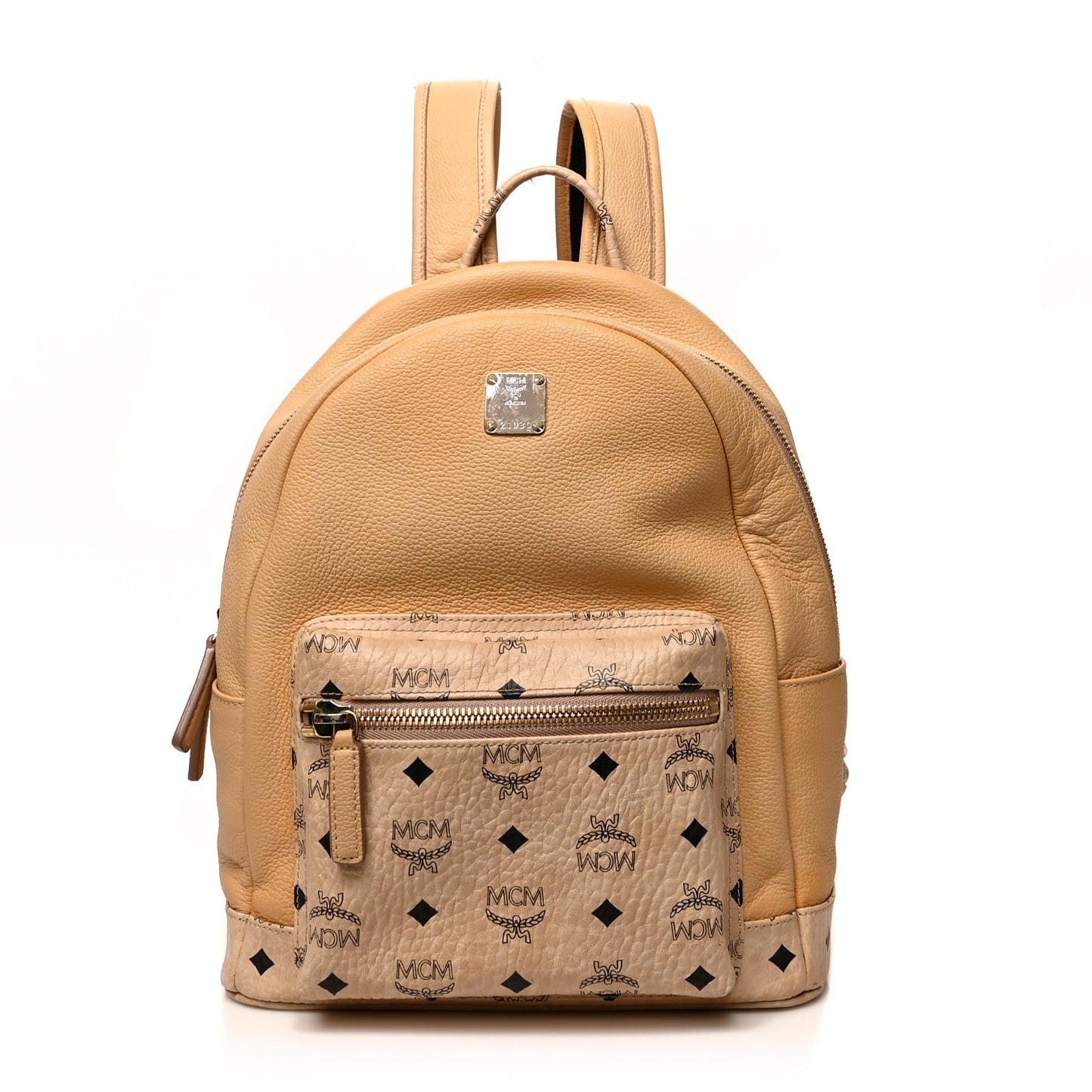 Calfskin Visetos Small Backpack Beige