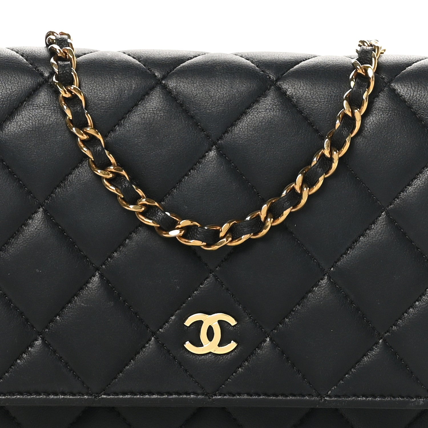 Chanel Lambskin Quilted Wallet On Chain WOC Black 9 of 11