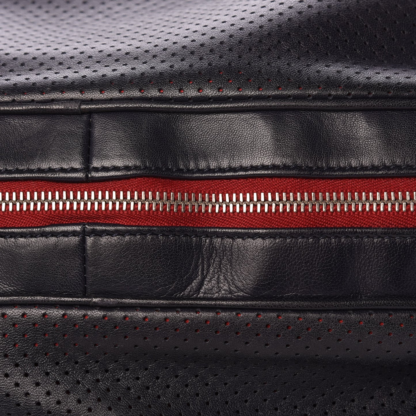 Lambskin Perforated Baseball Spirit Ligne Bag Navy