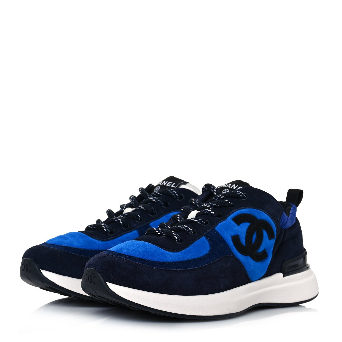 Suede Calfskin CC Sneakers 38 Blue Navy Dark Navy