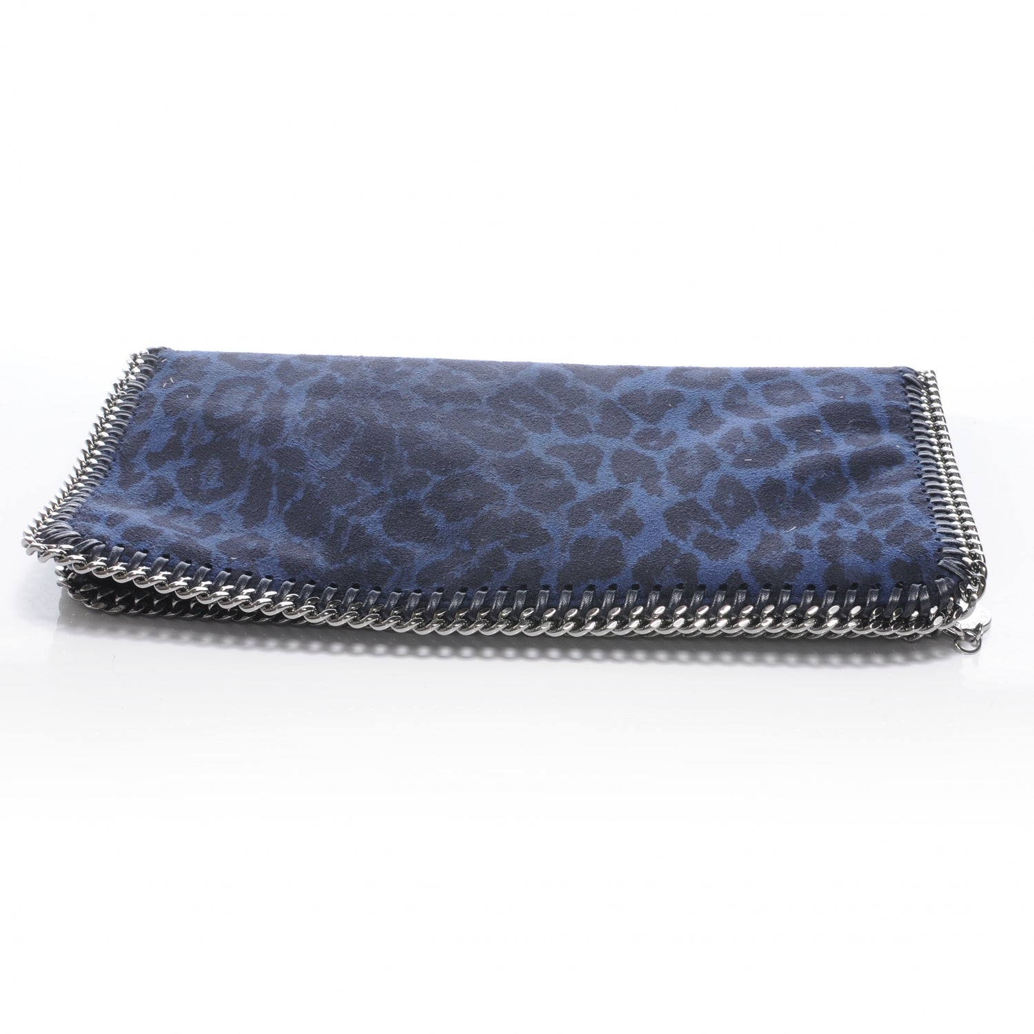 Stella McCartney Leopard Print Falabella Faux Suede Clutch Blue 3 of 8