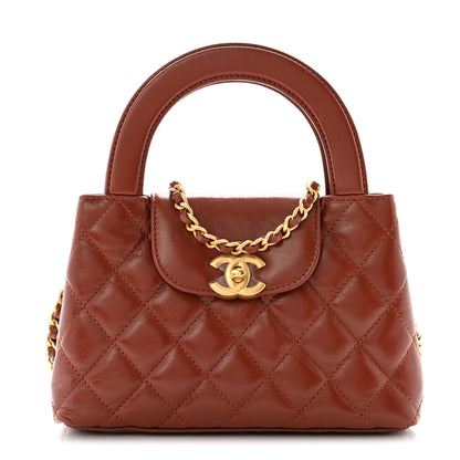 Chanel Shiny Aged Calfskin Quilted Nano Kelly Shopper Brown 1 of 10