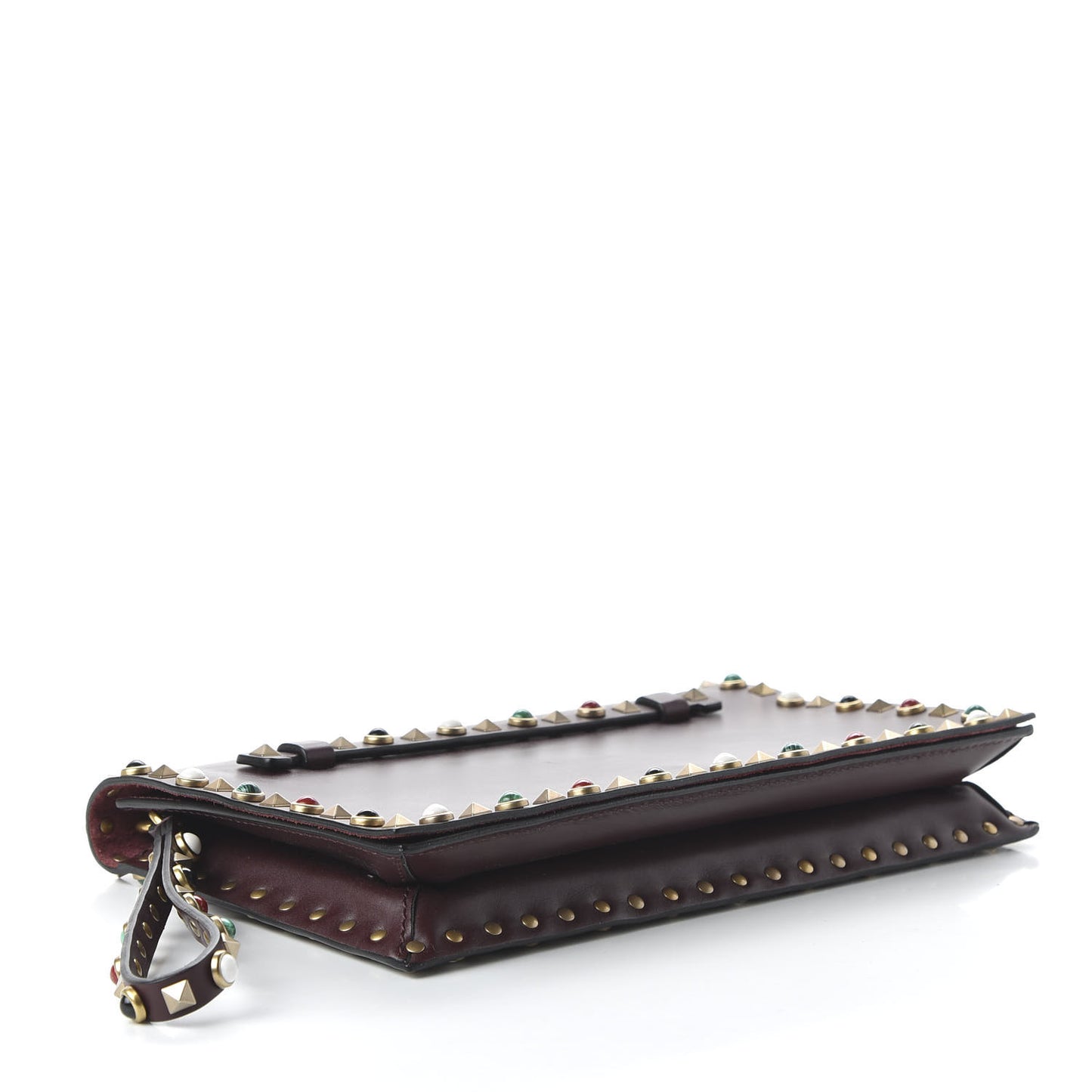 Nappa Rockstud Rolling Wristlet Clutch Rubin