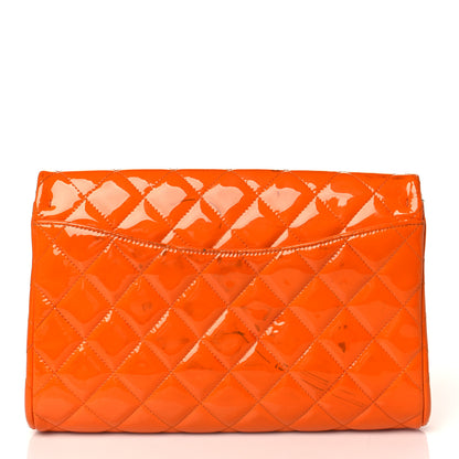 Chanel Patent Quilted Clutch with Chain Flap Orange 11 of 15