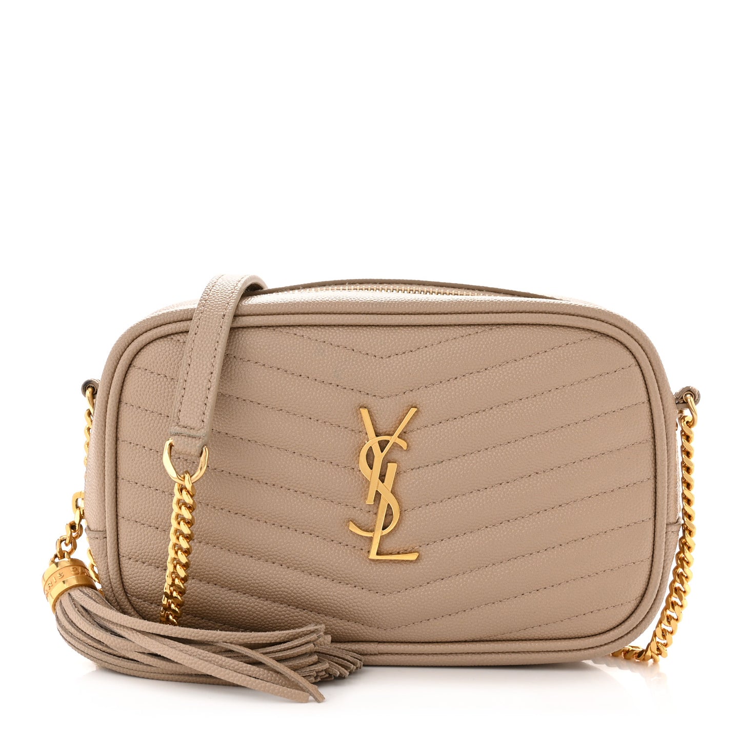 Grain De Poudre Matelasse Monogram Mini Lou Camera Bag Dark Beige