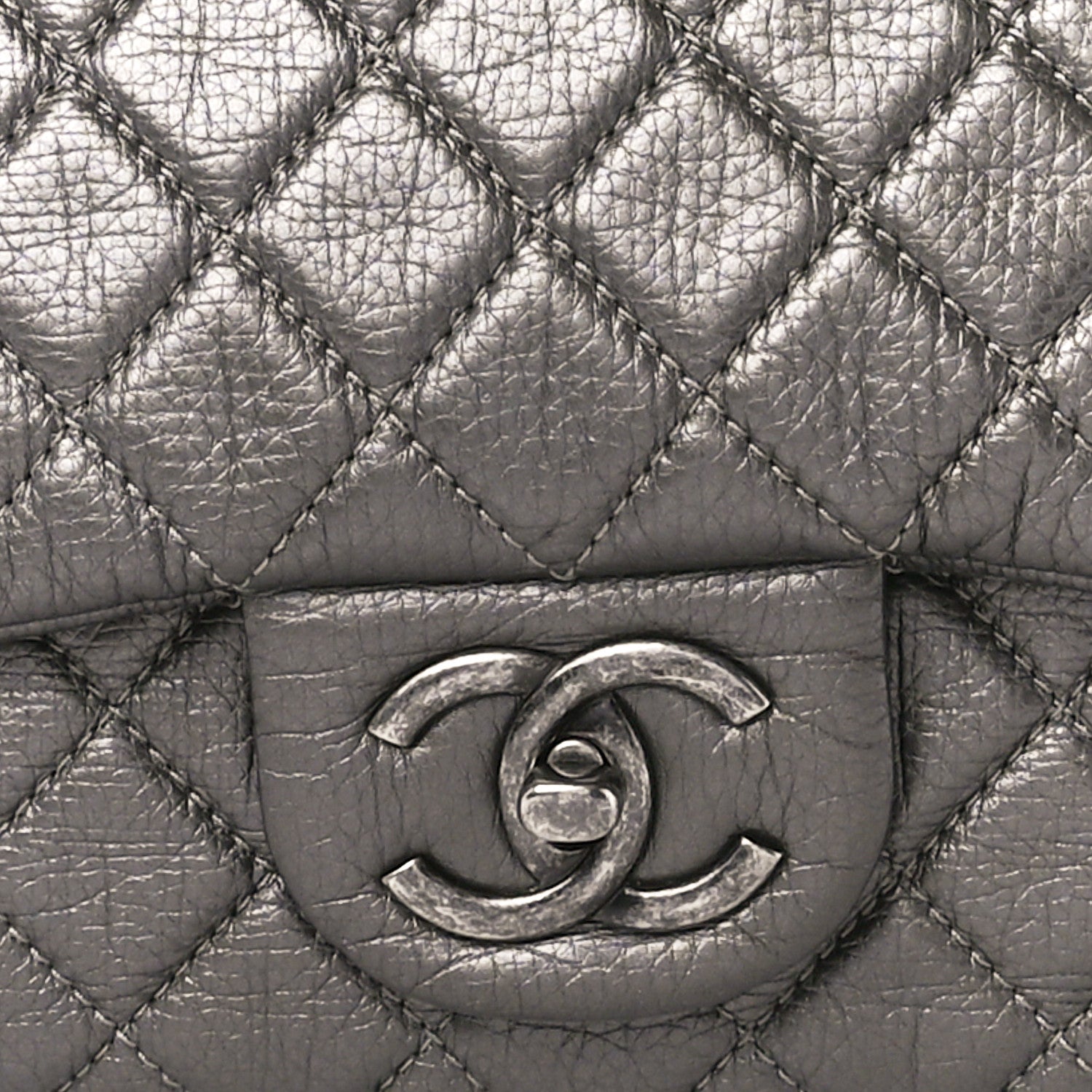 Chanel Metallic Calfskin Quilted Small XXL Travel Flap Bag Dark Silver 9 of 12