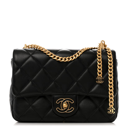 Chanel Lambskin Enamel Quilted Pending CC Square Flap Black 1 of 11