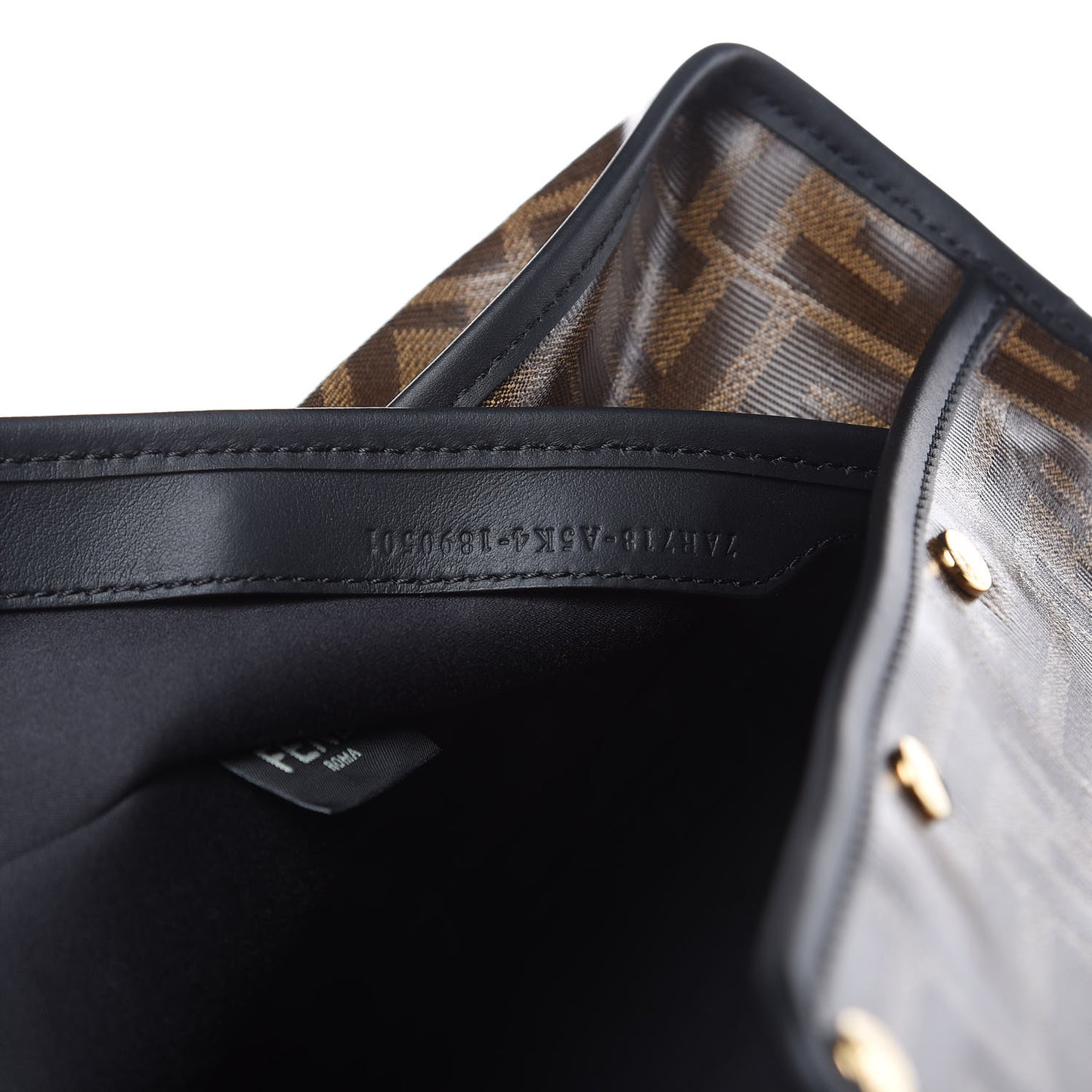 Glazed Fabric Vitello Century FF 1974 Stamp Patch Medium Peekaboo Defender Cover Mogano Panna Black