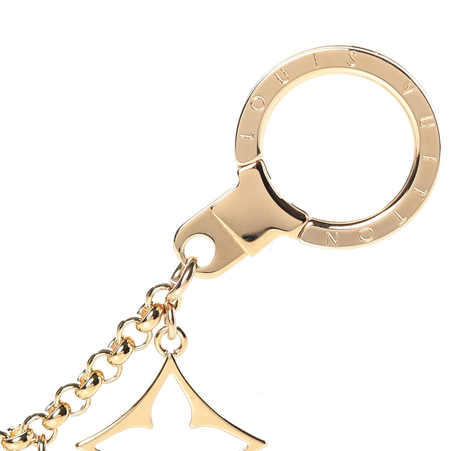 Brass Enamel Fleur De Monogram Bag Charm Chain Gold