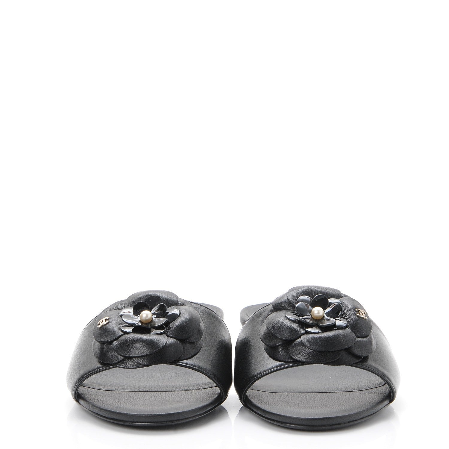 Chanel Lambskin Camellia Pearl Slides 35 Black 2 of 9