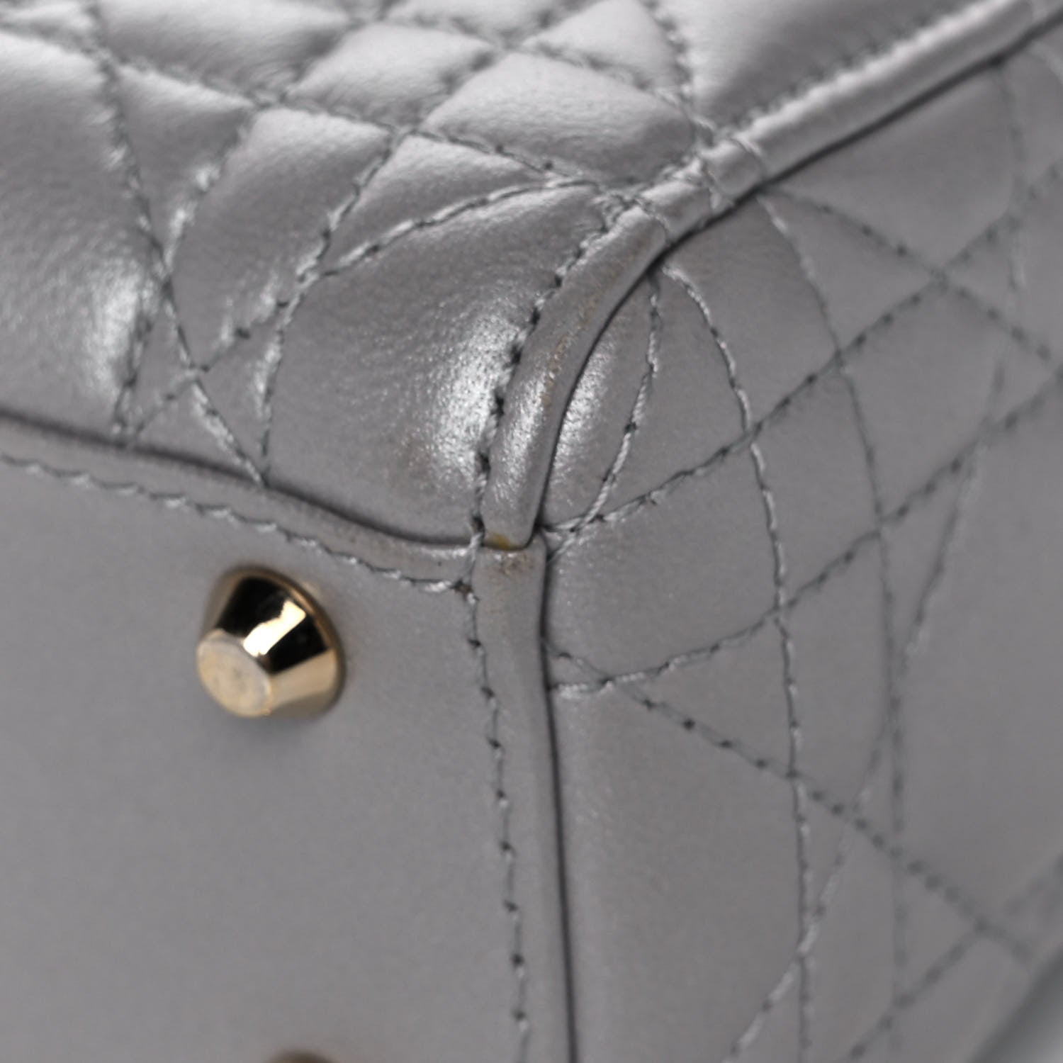 Christian Dior Metallic Lambskin Cannage Mini Lady Dior Grey 13 of 20