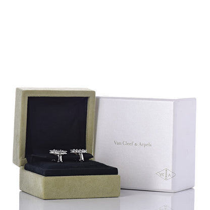 Van Cleef & Arpels 18K White Gold Mother of Pearl Vintage Alhambra Earrings 5 of 5