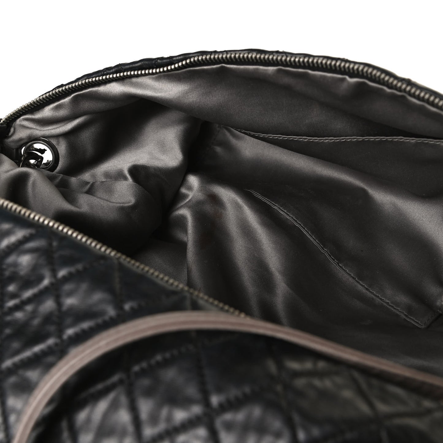 Lambskin Large Chain Mail Hobo Black