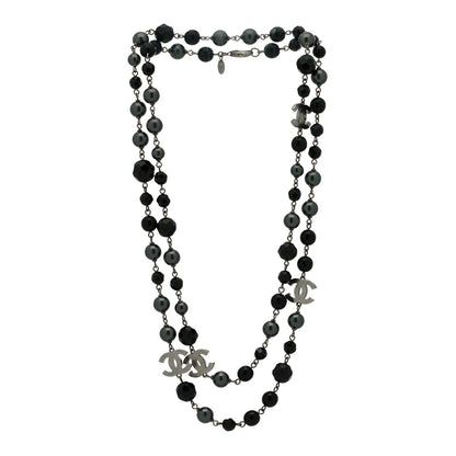 Chanel Ruthenium Beaded CC Long Necklace Black 3 of 5